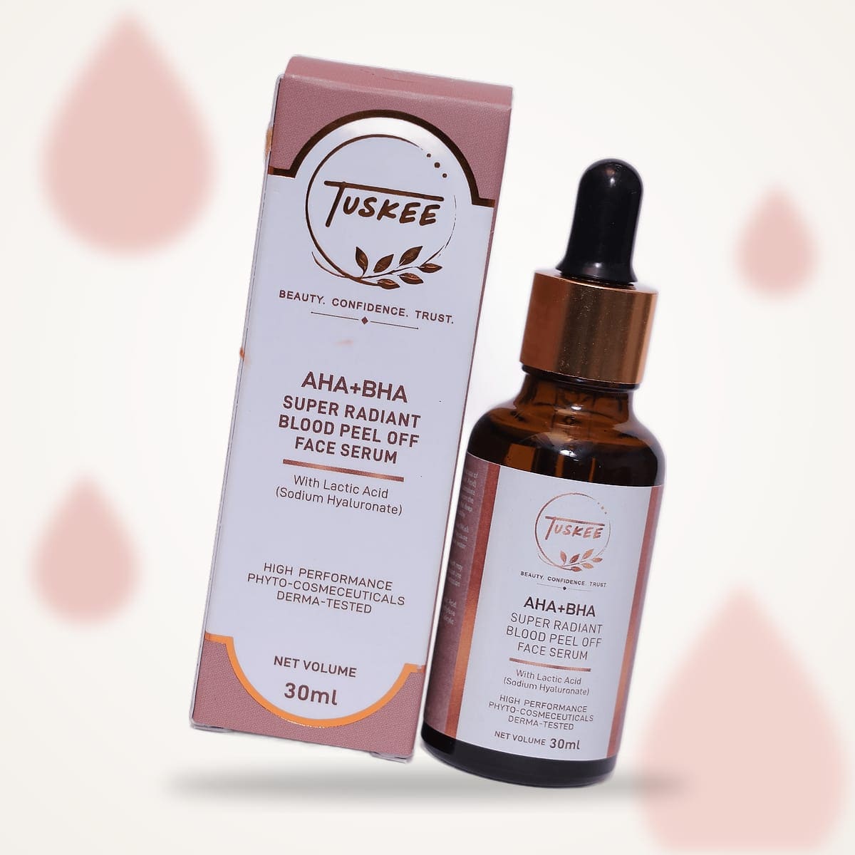 tuskee AHA+BHA peel off face serum with box