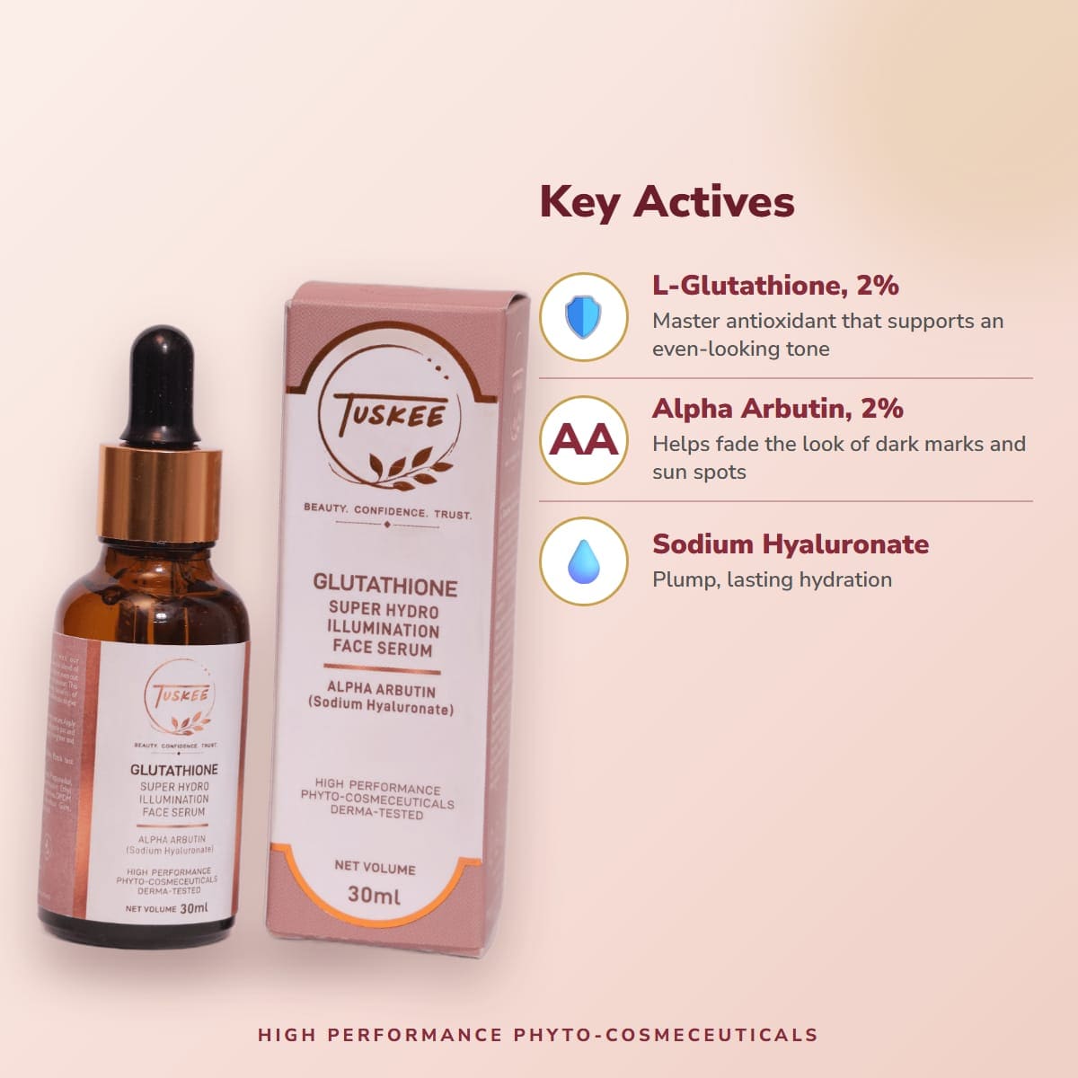 Key actives in tuskee Glutathione serum